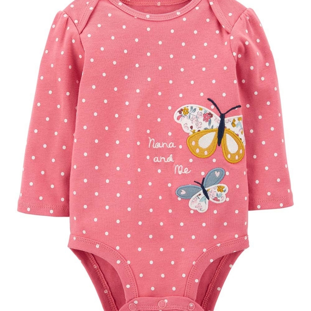 💕🦋NWT Carter's butterfly onesie Nana & me 9 months pink polka dot